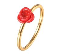 Flongo Anello rosa 3D da donna: anello impilabile elegante in acciaio inossidabile, gioielli coppia, regalo di compleanno di San Valentino, 51.5, Acciaio inossidabile