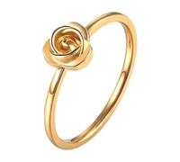 Flongo Anello rosa 3D da donna: anello impilabile elegante in acciaio inossidabile, gioielli coppia, regalo di compleanno di San Valentino, 59.5, Acciaio inossidabile