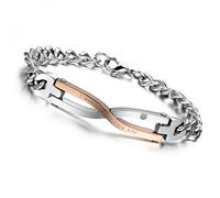 Flongo Bracciale Catena Un Pezzo da Uomo Donna: Bracciale Fidanzati Regolabile con Scritta Amore in Acciaio Inossidabile Regalo per Lui Lei