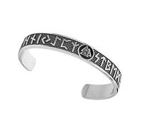 Flongo Bracciale con rune vichingo, per uomo: bracciale vintage in acciaio inox, oro e argento, gioielli vichinghi nordici, regalo per papà, figlio, amuleto con simboli nordici, Einheitsgrösse