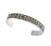 Flongo Bracciale con rune vichingo, per uomo: bracciale vintage in acciaio inox, oro e argento, gioielli vichinghi nordici, regalo per papà, figlio, amuleto con simboli nordici, Einheitsgrösse