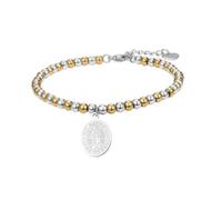 Flongo Bracciale da donna con ciondolo a forma di medaglia miracolosa in oro e argento, regolabile, con ciondolo cattolico, religioso, cristiano, amuleto, regalo spirituale per battesimo o comunione