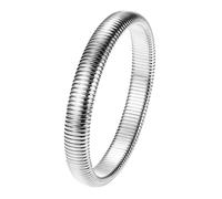 Flongo Bracciale da donna in argento elastico: bracciale da donna grande in acciaio inox elasticizzato con fascia antiscivolo, ideale come regalo per la migliore amica, mamma, figlia, Natale, 1cm