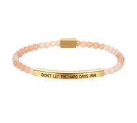 Flongo Bracciale da donna ispiratore con incisione "DON'T LET THE HARD DAYS WIN" - Bracciale elastico di perle in acciaio inox - Gioiello motivazionale dorato per figlie, sorelle o amiche, Acciaio