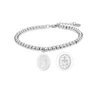 Flongo Bracciale Medaglia Vergine Maria Donna: Bracciale Cattolico Regolabile in Acciaio Inossidabile, Gioiello Religioso Amuleti, Regalo Natale Compleanno, Acciaio inossidabile