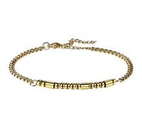 Flongo Bracciale Morse Code da donna: oro Never Give Up - Gioielli con perline placcate ispiratrici - regolabile 19 cm + 5 cm - regalo motivazionale - messaggio segreto - design unisex, Misura unica