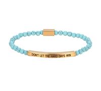 Flongo Bracciale motivante di perle da donna: bracciale corda elastica in acciaio inossidabile con incisione DON'T LET THE HARD DAYS WIN gioiello ispirato-regalo di San Valentino, Natale, compleanno