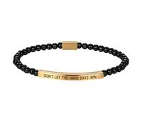 Flongo Bracciale motivante di perle da donna: bracciale corda elastica in acciaio inossidabile con incisione DON'T LET THE HARD DAYS WIN gioiello ispirato-regalo di San Valentino, Natale, compleanno