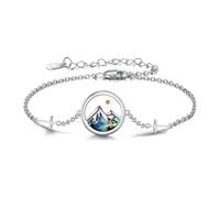 Flongo Christian senape gioielli per le donne: collana orecchini di montagna braccialetto set di senape chicco abalone conchiglia colorato acciaio inossidabile religione ispirazione regali cristiani