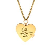 Flongo Collana a forma di cuore per figlia, in acciaio inox, con messaggio d'amore, ciondolo a libro, bel ricordo di mamma e papà, regalo per ragazze, adolescenti, compleanni, Natale, Acciaio