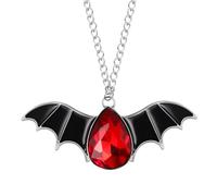Flongo Collana a pipistrello gotico per Halloween, con ciondolo a forma di ali di pipistrello, colore nero, rosso, gioiello punk horror, vampiri, giochi di ruolo, girocollo, Halloween, carnevale