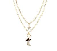 Flongo Collana con ciondolo a forma di cappello e stivale, da donna: collana a sovrapposto Western Cowboy in acciaio inossidabile, regalo di compleanno di Halloween, Acciaio inossidabile Strass