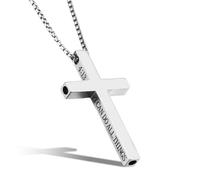 Flongo Collana con ciondolo a forma di croce con incisione I CAN DO ALL THINGS - Ciondolo con design elegante a pipa per la respirazione profonda e la calma - Regalo dorato per uomini e donne