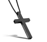 Flongo Collana con ciondolo a forma di croce con incisione I CAN DO ALL THINGS - Ciondolo con design elegante a pipa per la respirazione profonda e la calma - Regalo dorato per uomini e donne