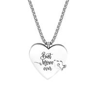 Flongo Collana con ciondolo a forma di libro a forma di libro a forma di cuore, in acciaio inox, color argento, con ciondolo a forma di libro, bellissimo ricordo di mamma e papà, regalo per ragazze e