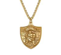 Flongo Collana con ciondolo a forma di scudo di Dio, da uomo, donna, con croce e versetto, in acciaio inossidabile, stile punk, gioiello cristiano, cattolico, regali di Natale, Acciaio inossidabile