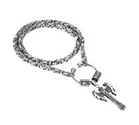 Flongo Collana da uomo con ascia vichinga, in acciaio inox, catena bizantina, 60 cm, amuleto delle rune nordiche, ciondolo vintage in argento, gioielli vichinghi, regalo per padre figlio, mitologia