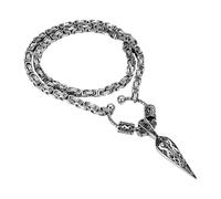 Flongo Collana da uomo con ascia vichinga, in acciaio inox, catena bizantina, 60 cm, amuleto delle rune nordiche, ciondolo vintage in argento, gioielli vichinghi, regalo per padre figlio, mitologia