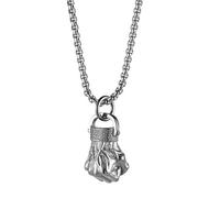 Flongo - Collana da uomo con ciondolo a forma di Boxe e poing in stile vintage, idea regalo per compleanno, Natale, San Valentino, festa del papa'