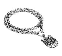 Flongo Collana da uomo con testa di lupo: argento e oro bizantino in acciaio inox con ciondolo a forma di orso/lupo pesante talismano nordico, gioiello vintage vichingo, regalo per uomo, Acciaio
