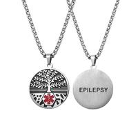 Flongo Collana d'allerta medica: collana ciondolo albero della vita in acciaio inossidabile con avvertimento "BLOOD THINNER", gioielli medici, salvataggio, regali per la festa del papà, Acciaio