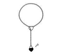 Flongo Collana girocollo da donna con ciondolo a forma di cuore, regolabile, con lucchetto e chiave, in acciaio inox, stile gotico, punk, con simbolo dell'amore, regalo per lei, Misura unica, Acciaio