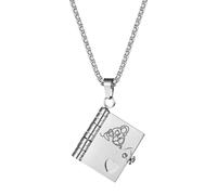 Flongo Collana per nipote argento: ciondolo a libro apribile My Little Star - 6 pagine regalo da nonna nana - catena in acciaio inox 60 cm - gioielli per compleanno laurea Natale per ragazze, Misura