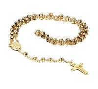 Flongo Collana Rosario da uomo,Collane Novelty Y,Collana Catena Lunga con Pendente Croce Crocifisso,Rosario Cattolico con Medaglia fatto a mano,Regalo Natale