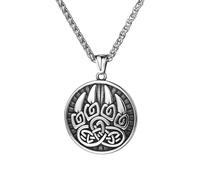 Flongo Collana vichinga celtica da uomo: ciondolo a forma di artiglio di lupo con catena da 61 cm, amuleto nordico in acciaio inossidabile 3D, simbolo della protezione pagana, gioiello mitologia