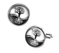 Flongo Gemelli e fermacravatta da uomo: set da 2 pezzi in argento Vincent Van Gogh Notte stellata gioielli da matrimonio accessori per abbigliamento formale regalo artistico unico abbigliamento da