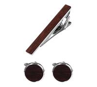 Flongo Gemelli in legno per uomo: set di gemelli in legno marrone scuro elegante con confezione regalo per affari matrimonio compleanno gioielli regalo