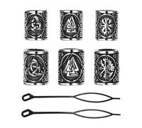 Flongo Gioielli per capelli da barba vichinghi per uomo: 3 pezzi rune per bussola, nodo celtico, rune, finto plug, perline da barba, con 2 accessori per filettatura, accessorio per costume medievale