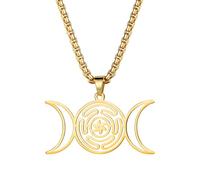 Flongo Hecate 3 lune collana da donna: oro argento con ruota di Ekate tripla luna ciondolo dea Wiccan magia mistero catena pagan gioielli Halloween costume natale amuleto portafortuna regalo