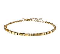 Flongo Morsecode - Bracciale da donna: Never Give Up, motivo in acciaio inox placcato oro, regolabile, 19 cm+5 cm, regalo ispiratore, messaggio segreto, gioielli unisex, Acciaio inossidabile, Non