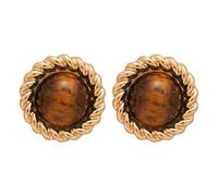 Flongo Orecchini a occhio di tigre da donna: piercing a perno in argento S925 con design bordatura a nodi in stile boema-regalo di Natale, Rame Occhio di tigre Rame