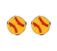 Flongo Orecchini da donna a forma di pallavolo, in argento Sterling 925, ipoallergenici, con sfera in poliuretano, 1,6 cm, divertenti gioielli sportivi per adolescenti, figlie, regalo per ragazze