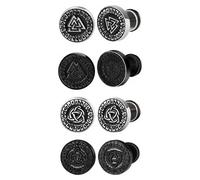 Flongo Orecchini vichinghi rune uomo: nodo celtico nero rune finto plug orecchini in acciaio inox da uomo tunnel a vite orecchini unk retrò hip hop gotico gioielli regalo