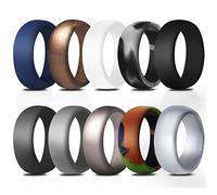 Flongo Set 10Pcs 8.7mm Anello da Uomo in Silicone Gomma, Anello Matrimonio