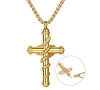 Flongo Urna Collana Croce per Ceneri: Collana Croce Serpente da Uomo Donna Aperta Ciondoli per Ceneri Urne Umane Memorial Cremazione Urna Medaglione Ricordo