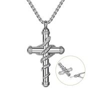 Flongo Urna Collana Croce per Ceneri: Collana Croce Serpente da Uomo Donna Aperta Ciondoli per Ceneri Urne Umane Memorial Cremazione Urna Medaglione Ricordo