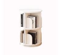 Floor Bookshelf Book Shelf For Bedroom Space Saving Bookshelf Rotating 360°bookcase For Small Spaces High-capacity，Approximately 40 Books Per Layer，Barrier And Installation Tools(White,2Layers)