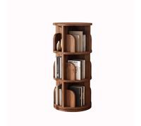Floor Bookshelf Book Shelf For Bedroom Space Saving Bookshelf Rotating 360°bookcase For Small Spaces High-capacity，Approximately 40 Books Per Layer，Barrier And Installation Tools(Walnut,3Layers)