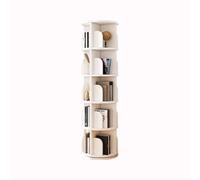 Floor Bookshelf Book Shelf For Bedroom Space Saving Bookshelf Rotating 360°bookcase For Small Spaces High-capacity，Approximately 40 Books Per Layer，Barrier And Installation Tools(White,5Layers)
