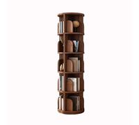Floor Bookshelf Book Shelf For Bedroom Space Saving Bookshelf Rotating 360°bookcase For Small Spaces High-capacity,Approximately 40 Books Per Layer,Barrier And Installation Tools(Walnut,5Layers)