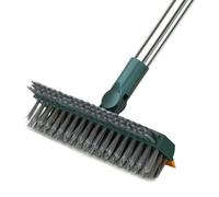 Floor Brush - Rotating Head Scrub Brush with Scraper, Long Handle Non Slip Floor Cleaner, Heavy Duty Cleaning Tool for Bathroom Kitchen Tile Shower Patio Deck Living Room Bedroom Outdoor