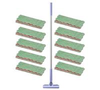 Floor Duster Mop- Wet Dry No Wash Long Handle Flat, Small Dust Mop, Click Cloth Change for Kitchen Bedroom Living Room Toilet Countertop Desktop Wall Window Glass Corner Home Apartment Clean