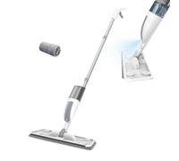 Floor Spray Mop - 120 cm Dust Mop with Microfiber Cloth | Water Spraying Floor Cleaner for Hardwood Tile Laminate | Lightweight Mopping System for Kitchen Bathroom Living Room, Stainless Steel