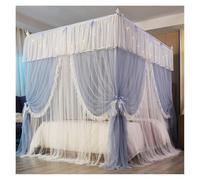 Floor-standing Mosquito Net With Frame Design Double Layer Romantic Lace Princess Style Bed Room Decoration(Grey,1.5x2.0M Bed)