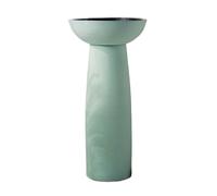 Floor Standing Sink, Round Vanity Vessel 15.7" Ceramic Washing Bowl Art Basin, Frosted Sink Combo with Mirror (Color : B) (C One Size)