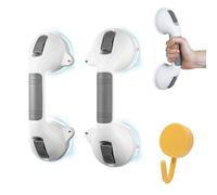 FLOOR SYSTEMS Maniglia Doccia Anziani con Indicatori di Sicurezza Ultra Resistente - Solo su Superfici Lisce - Maniglia Ventosa per Bagno - Ventose per Vetro e Piastrelle - 2 maniglie con omaggio